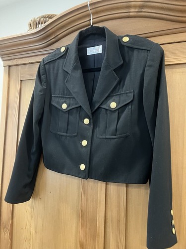 Vintage Cropped Military Jacket w/ Epaulets in Black by First Issue SZ Medium/10 - Picture 4 of 10