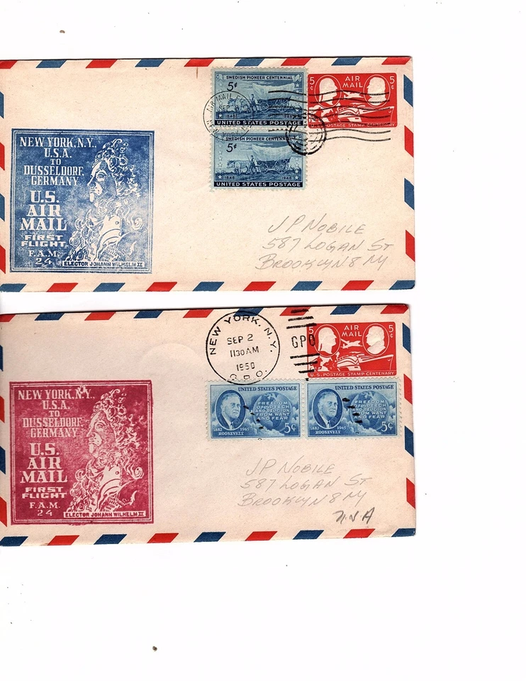 Flight Fam 24 boston mass to Germany   Sep 2 1950 1St(2 new york 2 boston )  g5 - Image 2 of 2