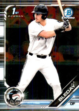 2019 Bowman Draft base, Draft Chrome Sky Blue, Purple singles