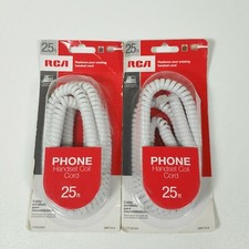 Lot of 2 RCA 25' PHONE HANDSET COIL CORD LINE WHITE AUDIOVOX TP282WR