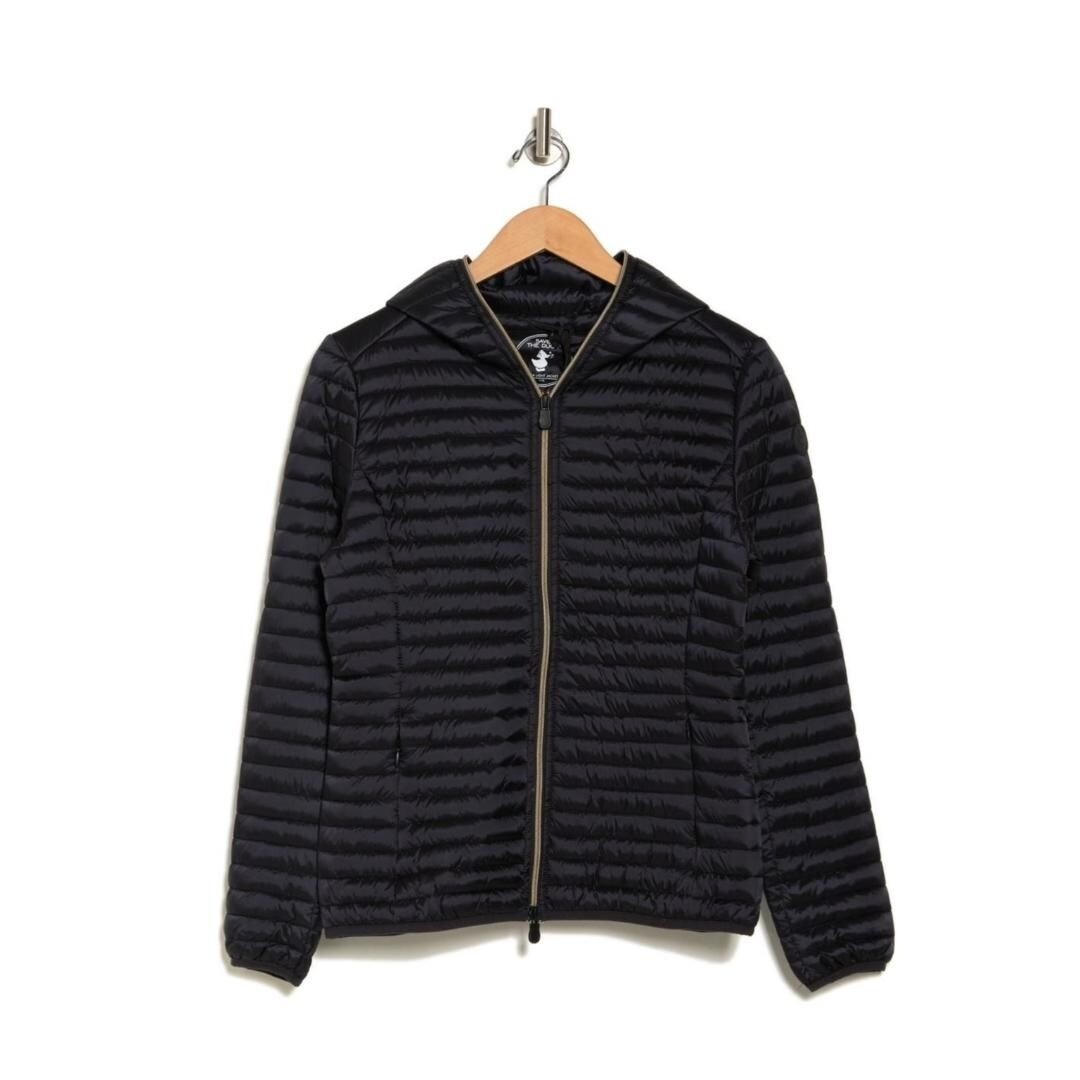 Save The Duck Womens Black Hooded Puffer Water Resistant