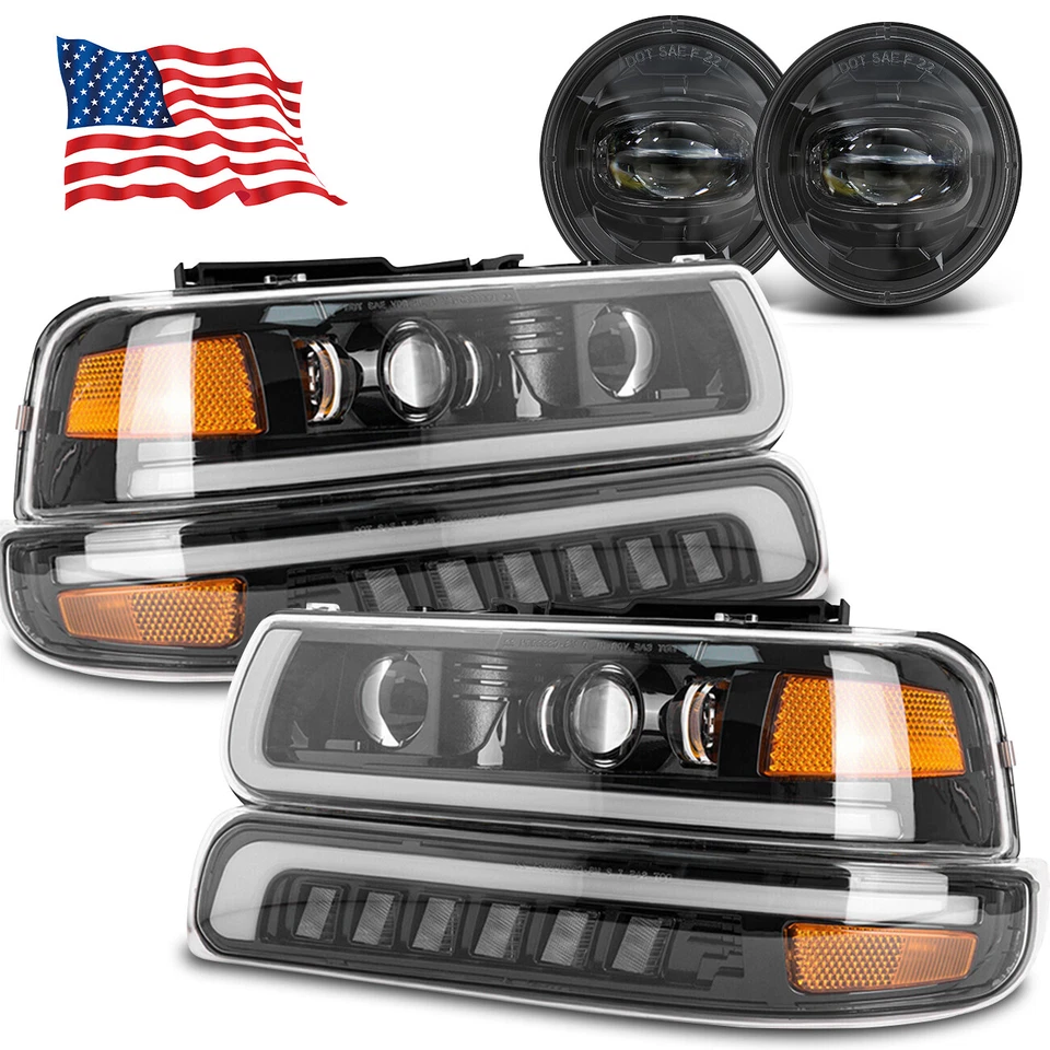 For Chevy Suburban 1500 Z71 2001-2006, LED Headlights Assembly Bumper Fog Lights - Image 2 of 4
