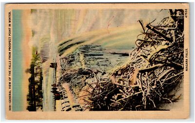 1942 Niagara Falls, NY Postcard-  GENERAL VIEW FROM PROSPECT POINT IN WINTER