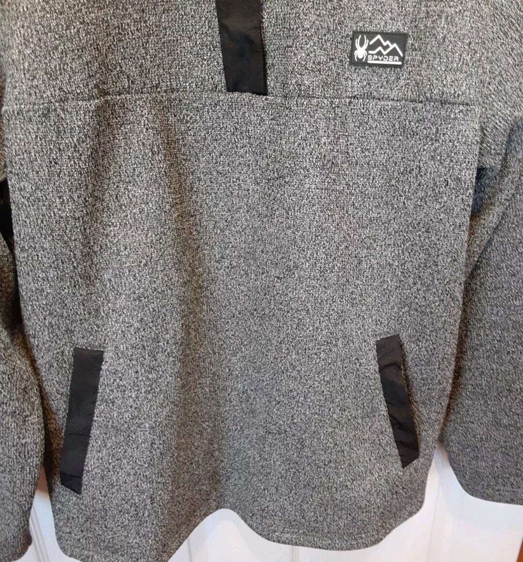 Spyder Soft Shell Knit Jacket Snap Pullover Black… - image 6