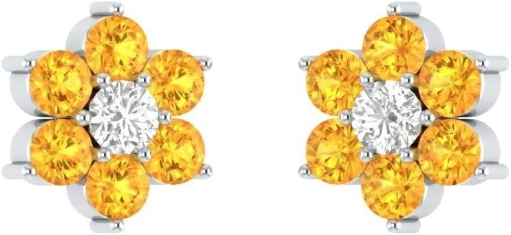 0.03cttw Real Diamond HI/SI 14K White Gold Womens Beautiful Flower Stud Earrings - Image 2 of 3