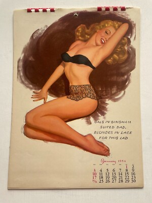 1954 Full Year 12 Month Pinup Girl Calendar w Cowgirl Marilyn Monroe by Thompson