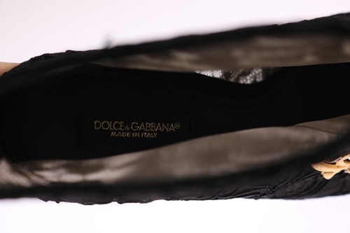 Dolce & Gabbana Zapatos Negros Cristal Encaje Botines de Tacón EU38.5/US8 - Imagen 6 de 12