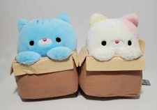 Takashoji 3C Blue Cat in Box and Pink Cat in Box Plush Round 1 -NEW