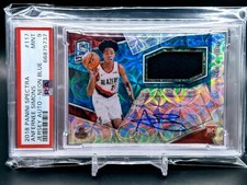 2018 Panini Spectra Neon Blue Jersey Auto Anfernee Simons RC /99 PSA 9