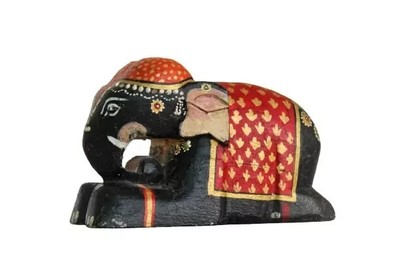 Vintage Antique Wooden Small Elephant Beautiful Hand Painted | Old Vintage Antiq