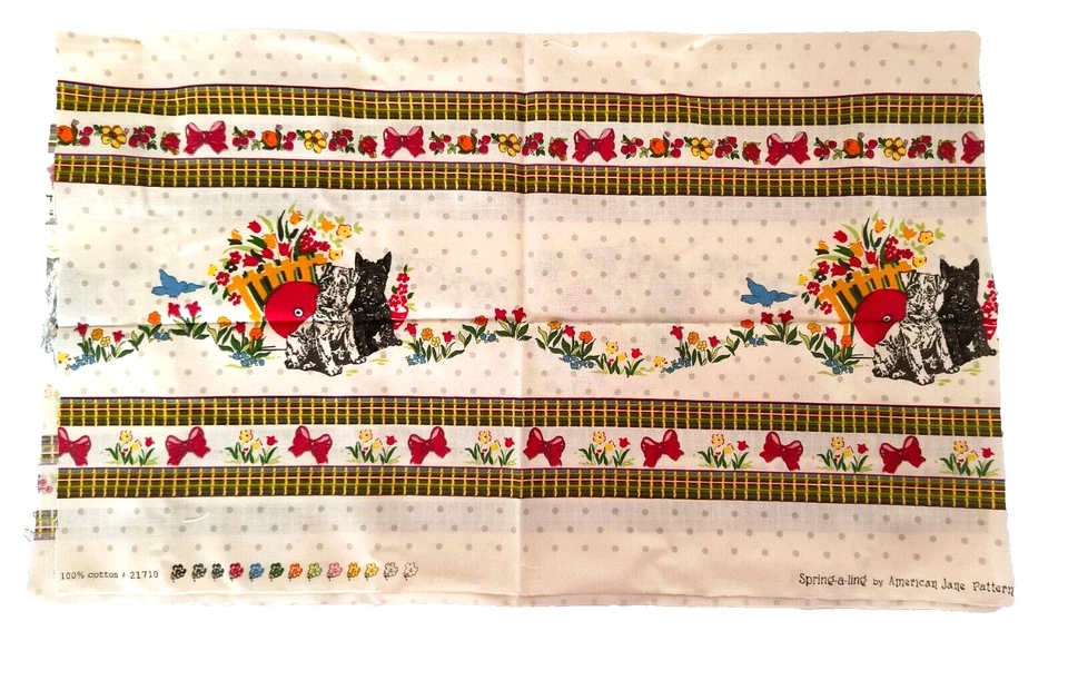 New Fat Quarter Moda Fabric Spring-a-ling American Jane Pattern Puppies Flowers - Image 3 of 4