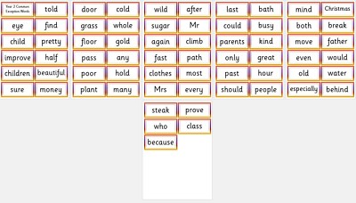 YEAR 2 - COMMON EXCEPTION WORDS -READ/WRITE/SPELL-SCHOOL | eBay UK