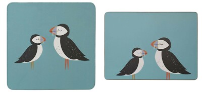 Neu Niedlich Schönes Design 4er Set Papageientaucher Kork Rückseite Untersetzer oder Tischsets M-21