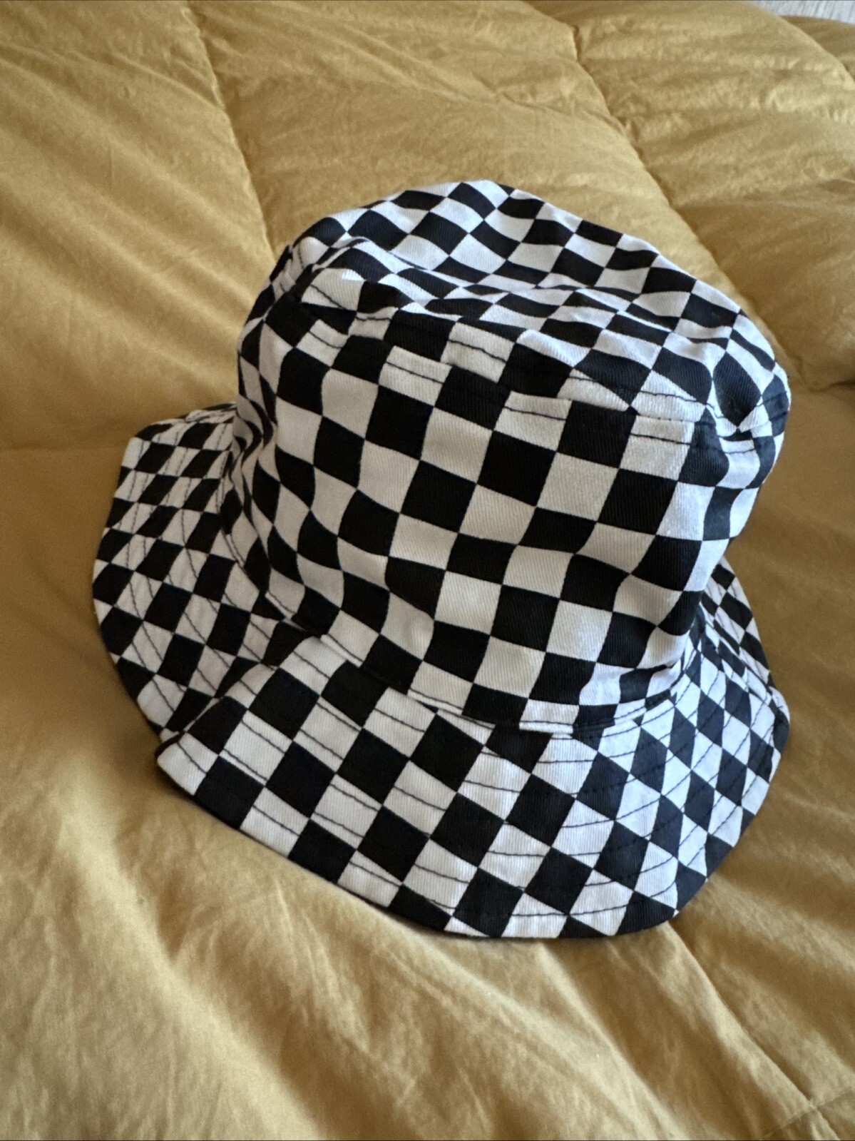 Checkered Black & White Bucket Hat for Men and Women Unisex Style-image