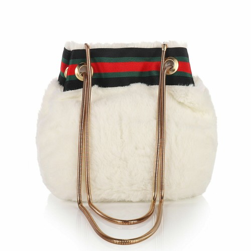 Faux Fur Crossbody Bag Women Plush Fluffy Furry Shoulder Tote Bag with Buckle - Picture 12 of 34
