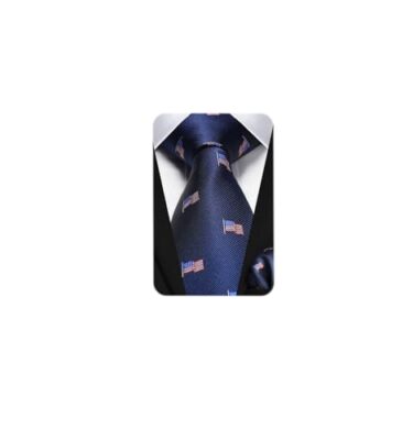 Ties for Men Solid Houndstooth Neckties A-14 Navy Blue American