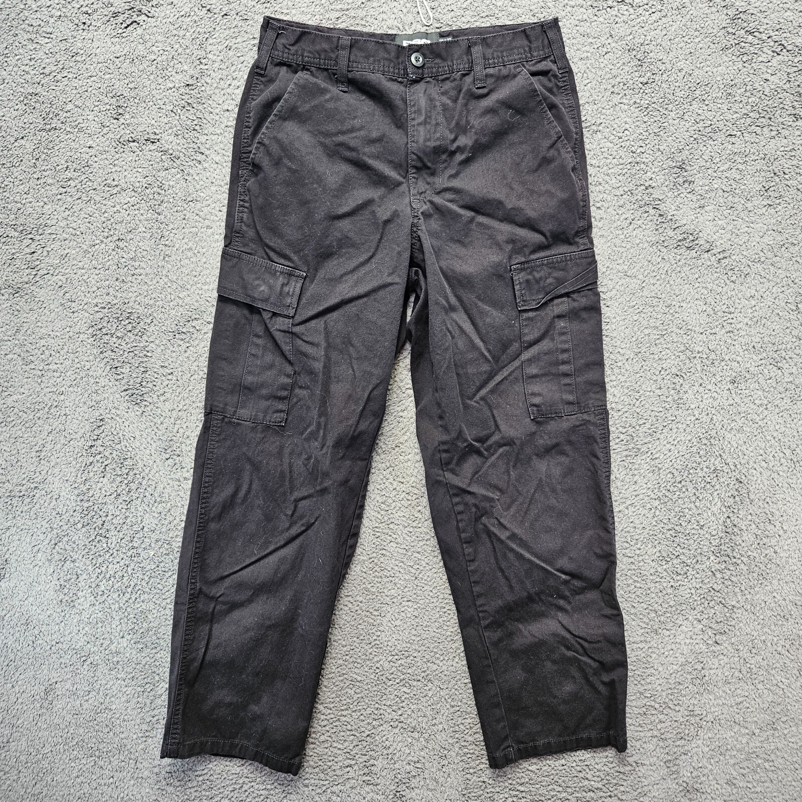 RSQ Cargo Pants Men Size 28x32 Black Loose Straight Leg Utility Workwear