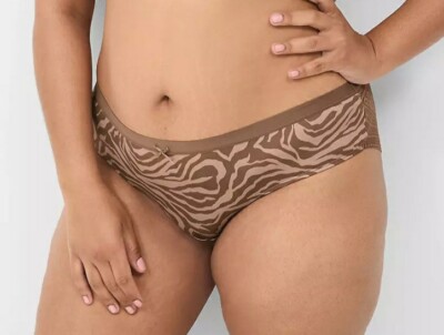 Lane Bryant Taupe Zebra No-Show Lace Back Hipster Panty Plus