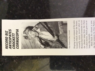 b1q ephemera musik nachdruck artikel fess parker davy crockett