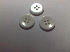 NEW 25 PCS. BAG 3/4 INCH WHITE 4 HOLE WIDE RIM POLISHED FINISH WHITE BUTTONS