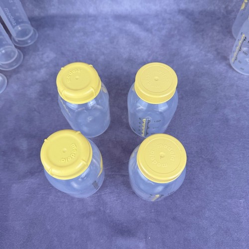Medela Breast Milk Storage Bottles Lot Baby Feeding w/ 6 Labeling Lids Day Week - Picture 7 of 8