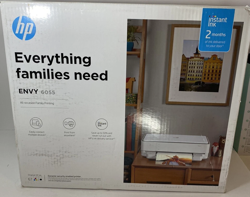 HP ENVY 6055 Thermal Inkjet All-In-One Printer - White Air Print - Image 3 of 4
