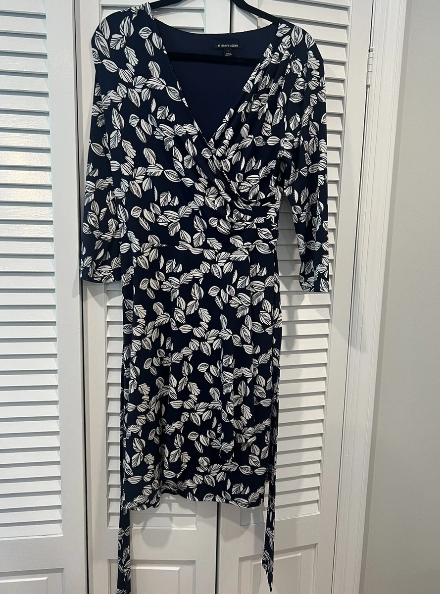 41 Hawthorn kaylee faux wrap knit dress large 3 4 sleeve spring