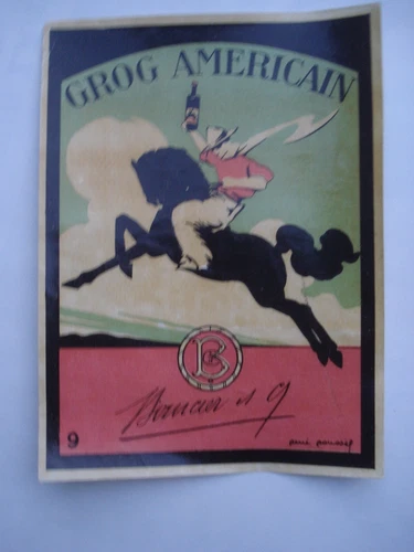 GROG AMERICAN Antique Rum Illustration René Poussel