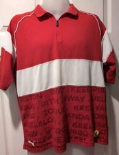 Puma SF Scuderia Ferrari Street Polo ColorBlock Red White Racing Stripe Men's L