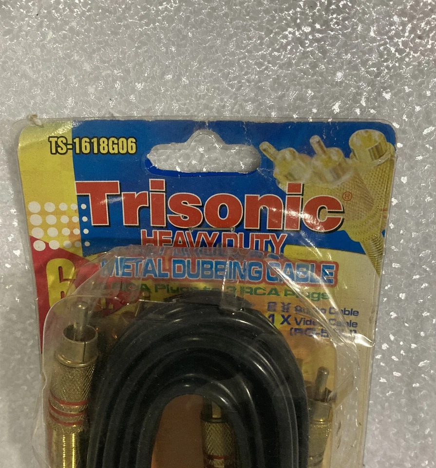 CABLE DOBLAJE DE METAL RESISTENTE TRISONIC (3) RCA 6'.Digital chapado en oro de 24 quilates. Foto 4 de 4