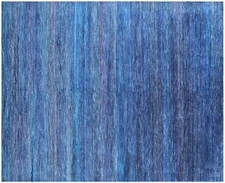 Blue 8' 0" X 10' 0" Super Savannah Gabbeh Handmade Wool & Silk Rug - Q22192