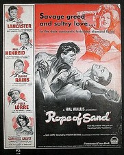 BURT LANCASTER,PETER LORRE (ROPE OF SAND) ORIG,1949 MOVIE PRESSBOOK (NOIR) *