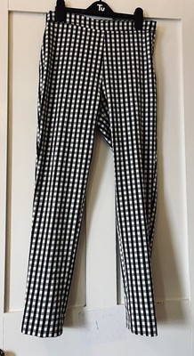 BNWT Stradivarius Black & White Check Cigarette Trousers UK8 L28.5'' (small 10)