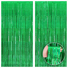 Katchon Lazer Green Streamers Backdrop 3.2x8 ft, Pack of 2 for Events