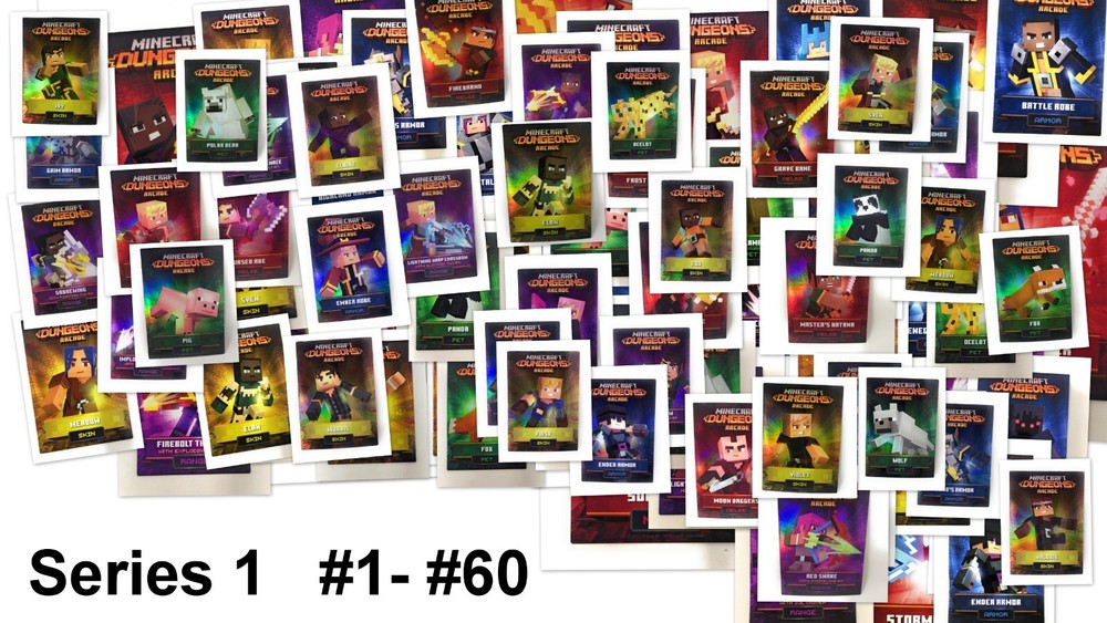 Minecraft Dungeons Arcade Cards Series 1 (Foil + Non-Foil) Raw Thrills Game