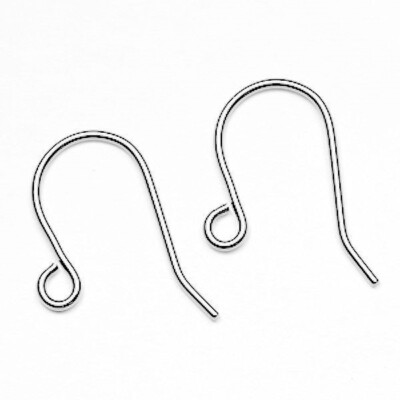 10 Silver Plated Brass 19mm Fishhook Earwires with Hook with Open Loop *