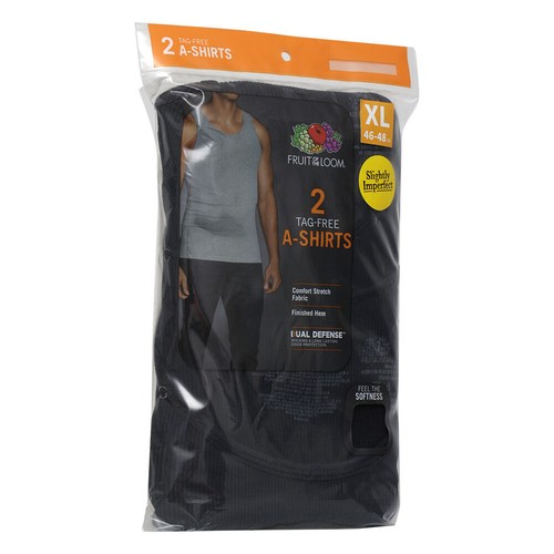 Fruit of The Loom Men's 2 Pack Dual Defense Finished Hem Tagless A Shirts - Picture 3 of 56