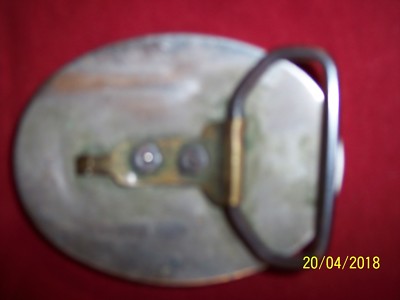 Vintage Silver Tone Turquoise Chip Inlay Belt Buckle  display picture 1