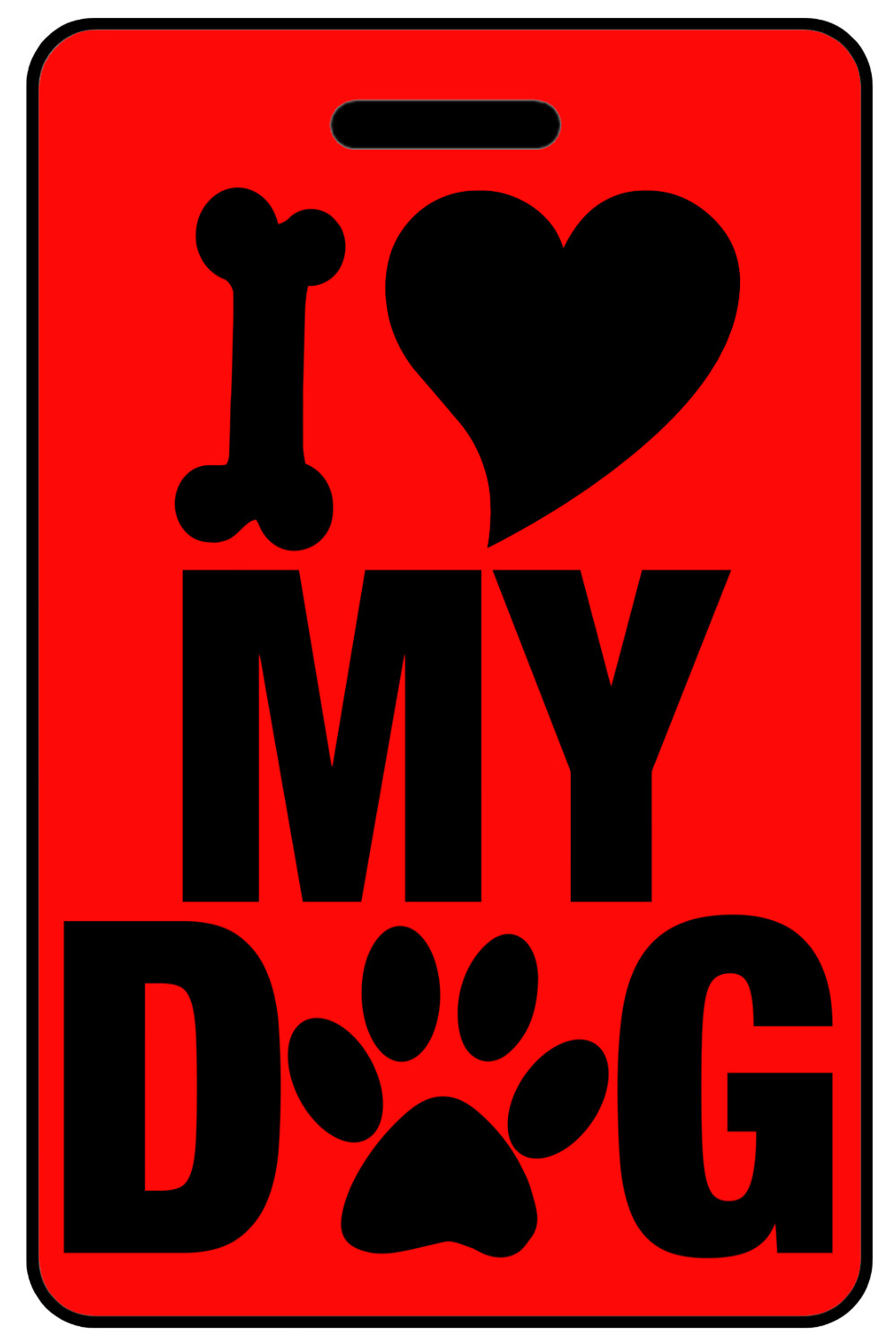 Personalized Hi-Viz Red I Love My Dog Luggage/Bag Tag
