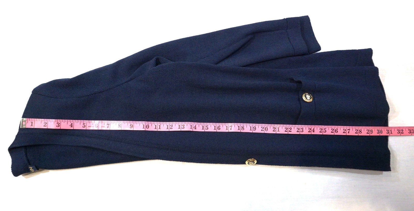 ST JOHN BASIC BLUE KNIT OPEN FRONT JACKET SZ M - image 5