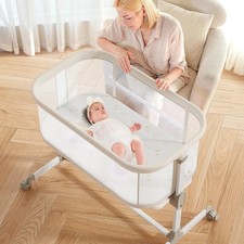 Fodoss Baby Bassinets Bedside Sleeper - All Mesh Bedside Bassinet with Wheels...