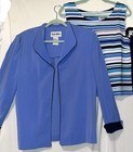 Plaza South Sz 16 New 3 Pc Outfit Navy Pant Striped Top & Lt Blue Jacket — photo 2