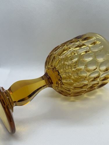 Vintage Fenton Colonial Amber Thumbprint Goblet Water Stem 6.5" - Picture 2 of 6