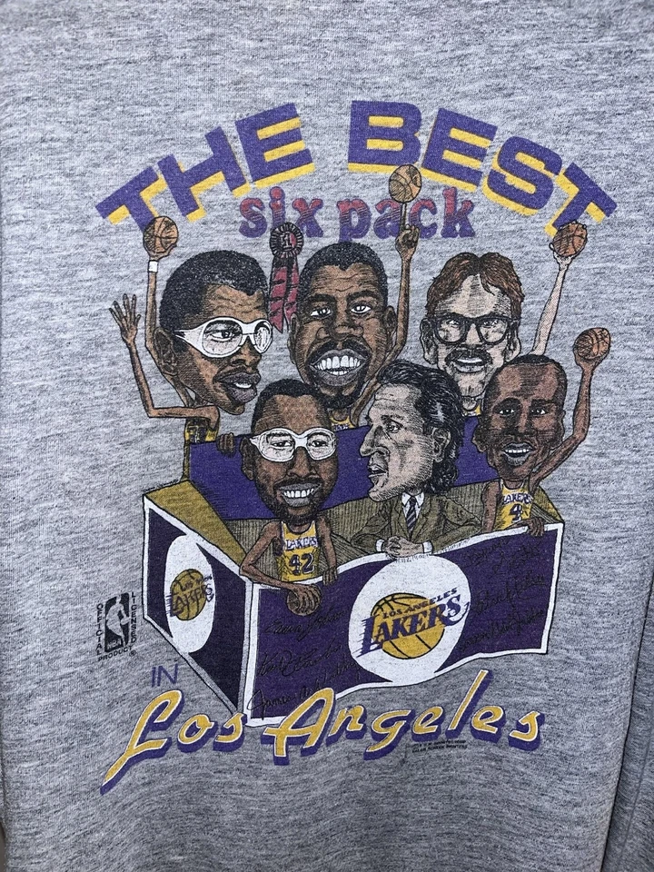 Camisa de Colección Rara Los Angeles Lakers Grande Showtime Años 80 Magic Johnson Kareem Foto 3 de 3