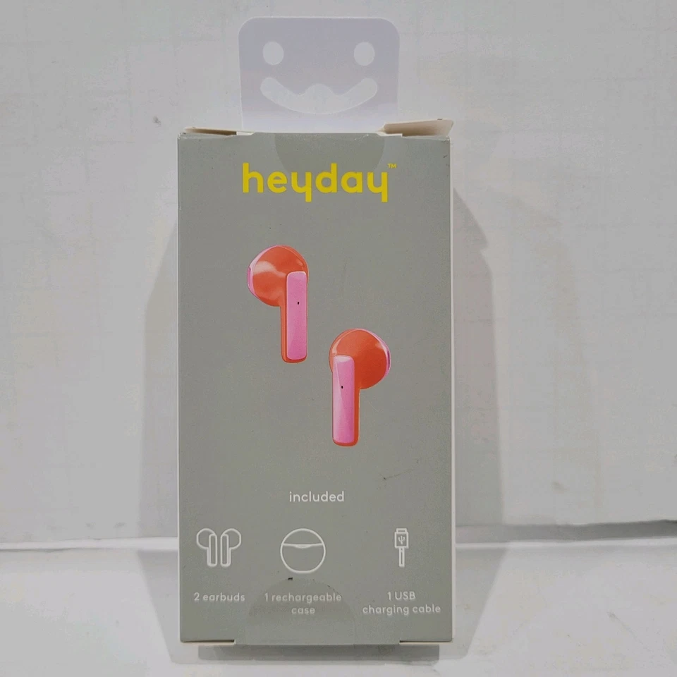 10pk Lot Heyday True Wireless Earbuds Rechargeable Case Charging Cable CORAL - Image 3 of 4
