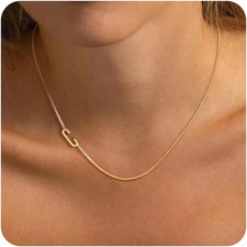 Gold Initial Necklace for Women Dainty 14K Gold Plated Letter Necklace for Women