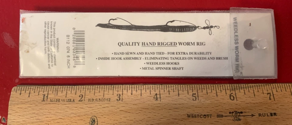 Vintage Blakemore Road Runner 6 " Weedless Worm Rig Black With Orange Tail - Image 4 of 4