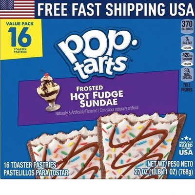 Pop-Tarts Frosted Hot Fudge Sundae Toaster Pastries, Breakfast Foods 27 oz 16 Ct