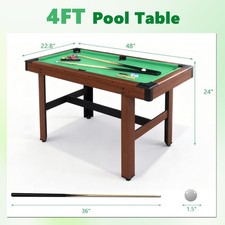 48" Pool Table, Portable Space-Saving Billiard Game Table for Game Room Office