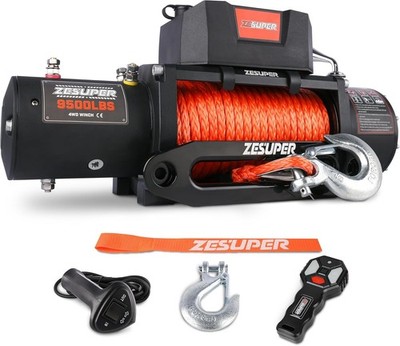 ZESUPER 9500 Lb 12V Electric Winch Synthetic Rope